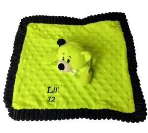 The Petting Zoo Security Blanket Lovey - Teddy Bear Plush - Neon Green - New